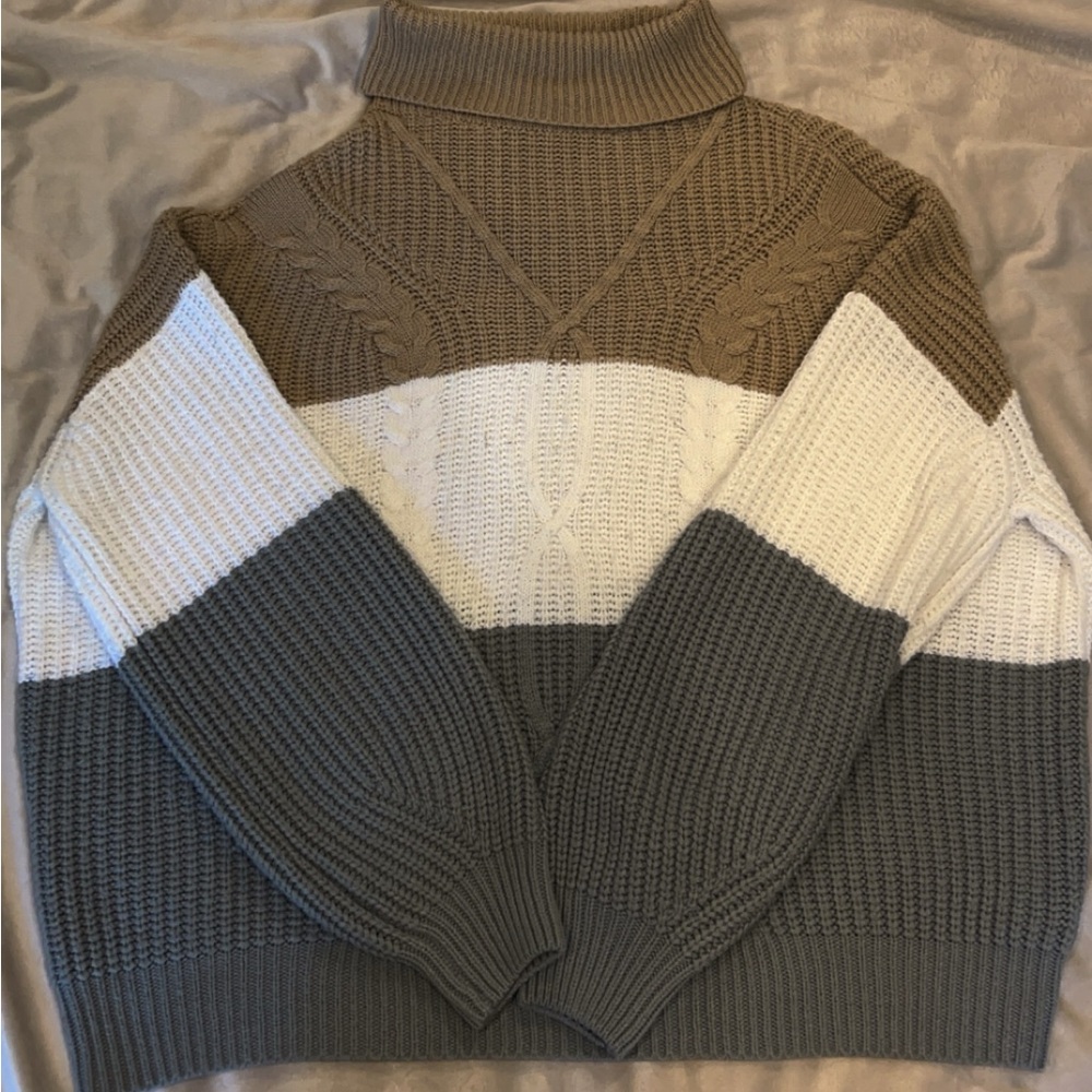 Zesica Color Block Turtleneck Sweater - Size XL
